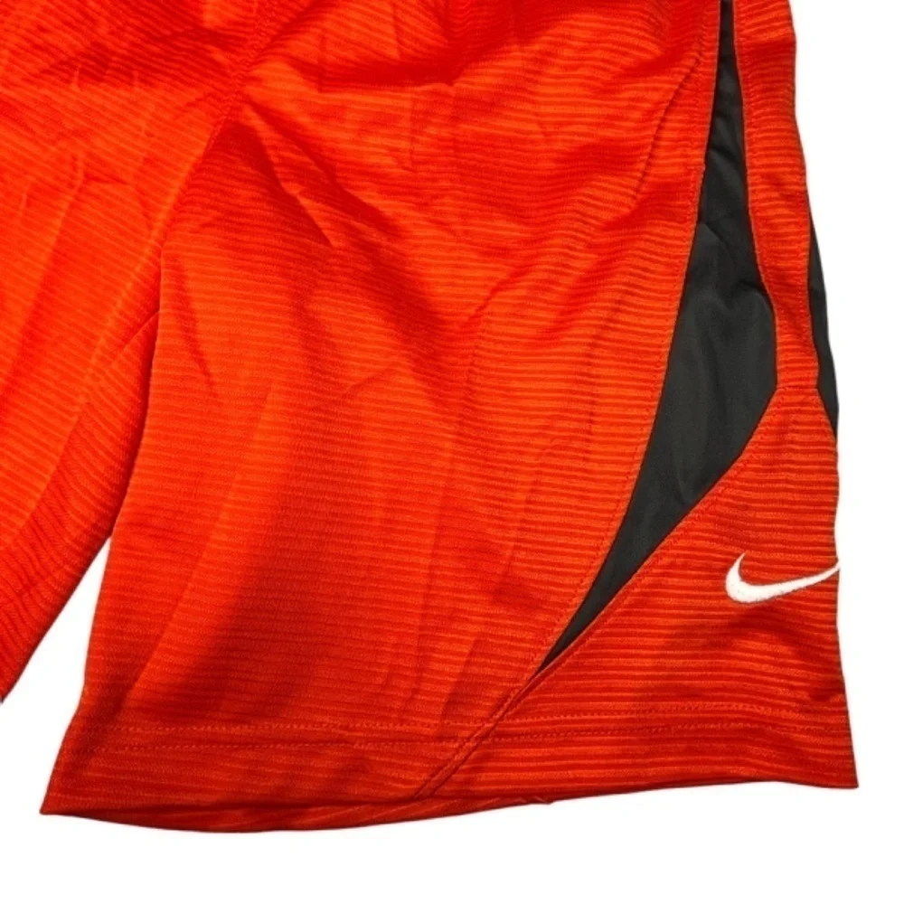 Nike Boys Shorts Size Small Orange Dark Gray Elastic Tie Waist Athletic Shorts‎
